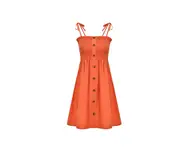 Women's Casual Summer Dresses Cotton Flattering A-Line Strap Midi Sundress - ORANGE