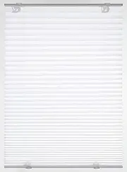GARDINIA Solo Pleated Blind Without Drilling, with Suction Cups, Opaque Folding Blind, Including All mounting Parts, 2 Aluminum Operating Rails, White, 60 x 130 cm, 32919