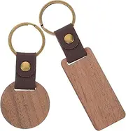 [Healeved] 2pcs Keychain Blanks Unfinished Wood Pendants for DIY Crafts Key Rings for Personalization Custom Logo Engraving Rustic Style Key Holders for Home Car Office