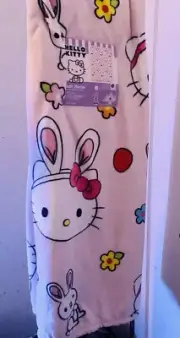(New ) Hello Kitty Hello Easter Plush Throw Blanket 50in x 70in