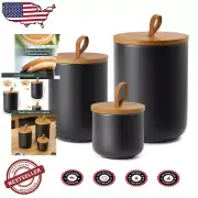 Versatile Airtight Ceramic Kitchen Canisters for Coffee, Flour, Tea - Set of 3