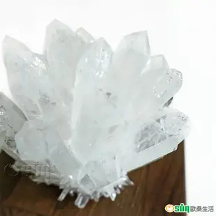 Osun-消磁淨化水晶天然白水晶簇附雞翅木座 CE476