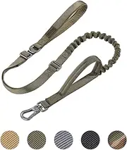 EXCELLENT ELITE SPANKER Tactical Bungee Dog Leash Military Dog Leash Adjustable K9 Tactical Leash Elastic Leads Rope with 2 Control Handle (Ranger Green)