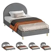 ALFORDSON Bed Frame Base King Single Size with Linen Fabric, Bed Platform Foundation with Headboard for Mattress Topper, Calla Fabric Grey