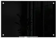 U Brands Frameless Non-Magnetic Surface Glass Dry Erase Board, Black, 23 x 35-Inch Size