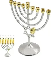 Traditional Hanukkah Menorah - Retro Taper Candle Holder Decorative Candle Holder for Home Decoration Dining Table Holds 9 Branches