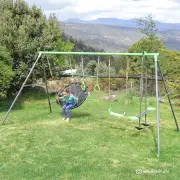 Lynx 5 Station Swing Set with Nest Swing and Slippery Slide