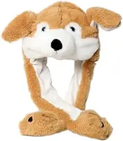 Hpory Animal Hat with Moving Ears, Animals Ear Moving Jumping Hat with Panda Penguin Bear Piggy Cat Dog Tiger Chick, Funny Plush Hat Cap Cosplay Accessory for Halloween Easter Christmas Birthday