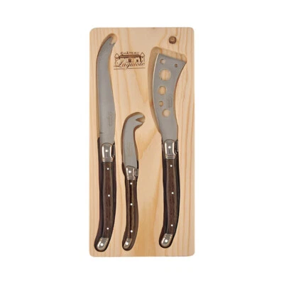 3pc Chateau Laguiole Wooden Brown Stainless Steel Cheese/Pate Knife Set Cutlery