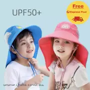 Beach hat Girls Boys Sun bucket wide brim neck flap legionnaires swim cap UVF50+