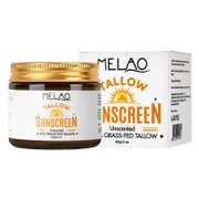 Grass-Fed Beef Tallow Sunscreen SPF50+++ Natural UV Protection Face Body Whipped Moisturizer Sunblock for Summer Outdoor Travel 60G