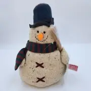 NWT Russ Berrie “Topper” Snowman Plush Toy Scarf Hat Broom Christmas Sample