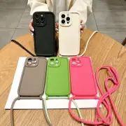 For iPhone 15 16 Pro Max 14 13 12 Silicone Crossbody Necklace Lanyard Case Cover