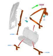FORD RANGER T6 MK1 Rear Middle Seatbelt JB3B-26611B64-DA3YYW 2545925 NEW GENUINE
