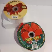 2 Rolls Craft 2.5" Ribbon Red Velvety Wired Sparkle White Mesh Holiday Christmas