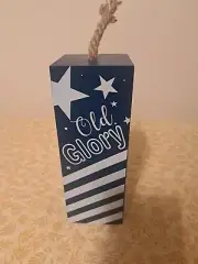 Wood Americana Firework Block, Old Glory, Blue, Wood, Rope