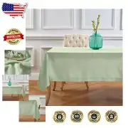 Handcrafted Light Green Linen Tablecloth 60 x 144 - Perfect for Spring Events