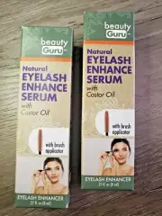 2 LOT Beauty Guru Natural EYELASH grow ENHANCE SERUM with Castor Oil .27 fl. oz