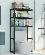 Toilet Shelf, Toilet Shelf Over The Toilet, 3 Levels Washing Machine Shelf Made of Metal, Toilet Cabinet, Bathroom Shelf, Washing Machine Reassembly, Easy Assembly, Load 15 kg/Level, 50.5 x 30 x 134