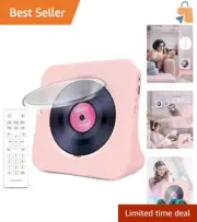 Elegant Portable CD Player with Bluetooth 5.0, Remote, and Innovative Dust Cover