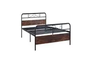 Foret Bed Frame Metal Single Size Modern Wooden Headboard Bedroom Base Platform