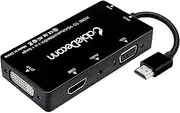 CABLEDECONN HDMI to VGA DVI HDMI with Audio 3.5mm Micro USB Converter Adapter Cable for HDMI Laptops Computers etc Connecting Simultaneously-Black