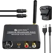 eSynic Bluetooth DAC Converter, 192KHZ Professional 5.0 Digital to Analog Audio Converter DAC Bluetooth Receiver with Volume Control L/R Audio Output for PS3 Xbox Blu-ray TV etc.