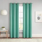 ECLIPSE Darrell Modern Blackout Thermal Grommet Window Curtain for Bedroom or Living Room (1 Panel), 37 in x 84 in, Mint