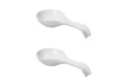 2x Oggi 21.5cm Ceramic Spoon Rest w Long Handle Kitchen Cooking Utensil White