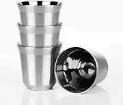 DECOLUSH 75mL (2.5 Ounce) Stainless Steel Espresso Cups - 4 Pack Double Wall Insulated Demitasse Cups for Coffee and Beverages