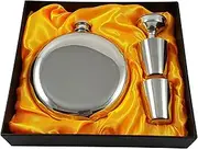 Palm City Products 10 oz Round Flask Gift Set with Two Shot Glasses and Funnel in a Black Gift Box