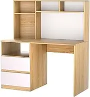 Artiss Wooden Computer Desk, Office Laptop Study Desks Corner Shelf Student Table with 2 Drawers Home Bedroom Furniture for Room, Open Closed Storage Cabinet 2 Tier Storages Shelves