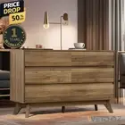 Chest of Drawers with 6 Drawer Cabinet Side Tables Storage Walnut 1 Yr Warranty
