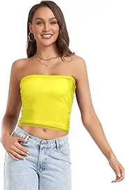[ODAWA] Dark Sea Green Women Tube Tops Off Shoulder Backless Bandeau Tank Non Padded Bandeau Tube Bra for Women, Small