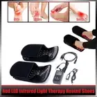 Set Red LED Infrared Light Therapy Heated Shoe Slippers Pad for Foot Pain Relief