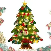 Montessorii Christmas Tree Wall - 21X Montessorii Kids Christmas Tree | Felt Christmas Tree with Led String Light, Christmas Tree with Detachable Christmas Ornaments for Christmas Home Decoration