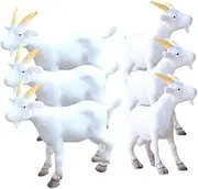 Generic 6pcs Goat Toy Stuffed Goat PVC Goat Toys for Garden Statues White