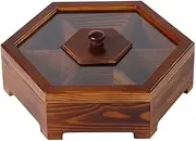 Fruit and Produce Storage Basket Wooden Candy Box with Lid Nut Dried Fruit Display Plate Tray Snacks Box Storage Organizer for Home Party Dessert Box Suitable for Kitchen Counters