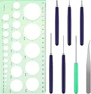 Bewudy 7 Pieces Paper Quilling Tools Slotted Kit, Quilting Tool with Ruler, Paper Quilling Tools for Crafts, DIY Paper Card Making, Multifunctional Quilling Tool Set with Slot