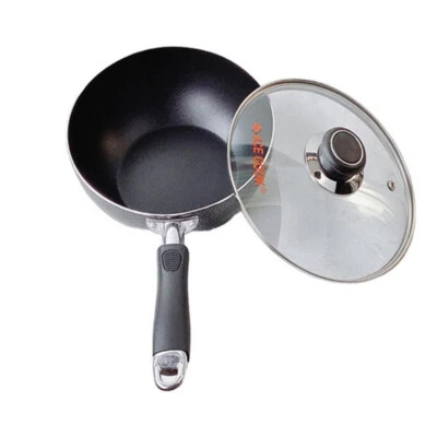 Nonstick Coating Deep Frying Pan Saute Pan with Lid, 11" Fry Pan, Plastic Handle