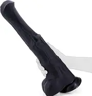 Horse Dildo, Realistic Black Animal Dildos 16.5 inch Huge Thick Thrusting Dildo Sex Toy with Suction Cup Adult Toy for Men and Women Sex Pleasure(Black)