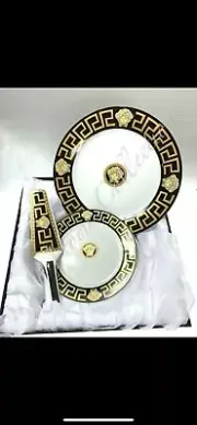 Medusa Ceramic Cake Serving Set (Cake Server and Plates) 8pc White