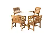 Livsip 5PCS Outdoor Dining Set Table Solid Wood Chair Brown