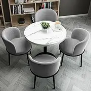 YUGXTH Reception Table and Chair Combination, Coffee Table and Chair Set, Negotiation Table and 4 Fabric Chairs Set, Space-Saving Furniture Office Conference Tables(Gray)