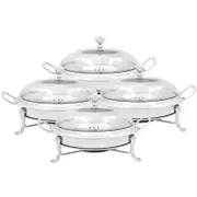 SOGA 4X Stainless Steel Round Buffet Chafing Dishes with Glass Top Lids