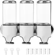 3 Chamber Shower Soap Dispenser Wall Mounted with Screws 1500ml Soap Bottles Effortless Pressing Easy Refill Shampoo and Conditioner Dispensers Set for Bathroom, Hotel (Clear)