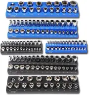 DISEN Magnetic Socket Organizer Set 6PCS Socket Holder Holds 150 Pieces 1/4", 3/