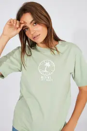 Green Graphic Tee Short Sleeve - Size S, Women's Graphic Tee