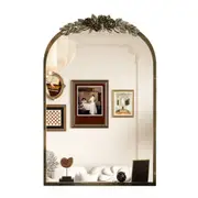 Elegant Baroque Brass Mirror with Resin Rose Design