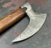 Custom Made Hand Forged Damascus Steel Viking Long Bearded Axe/Camping Hatchet